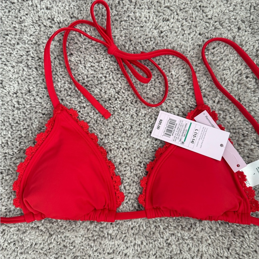 Women’s Red Triangle Bikini Top